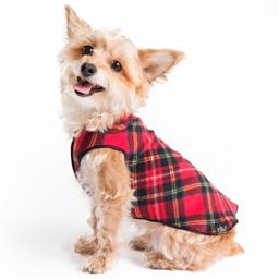 GoldPaw Dog Fleece Stretch Pullover Röd Tartan